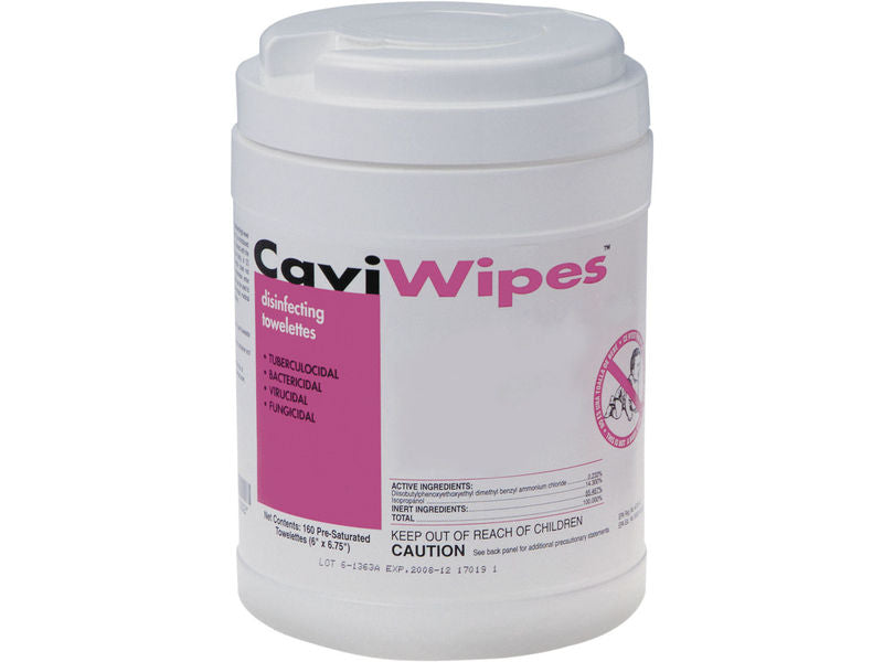 CaviWipes™ Desinfektionstücher Kanister Desinfektionstücher geeignet zur Desinfizierung von harten, nicht porösen Oberflächen nicht invasiver medizinischer Geräte. Desinfektion in drei Minuten; Bakterizid, viruzid, fungizid, tuberkulozid und levurozid; Niedriger Alkoholgehalt (unter 20%)